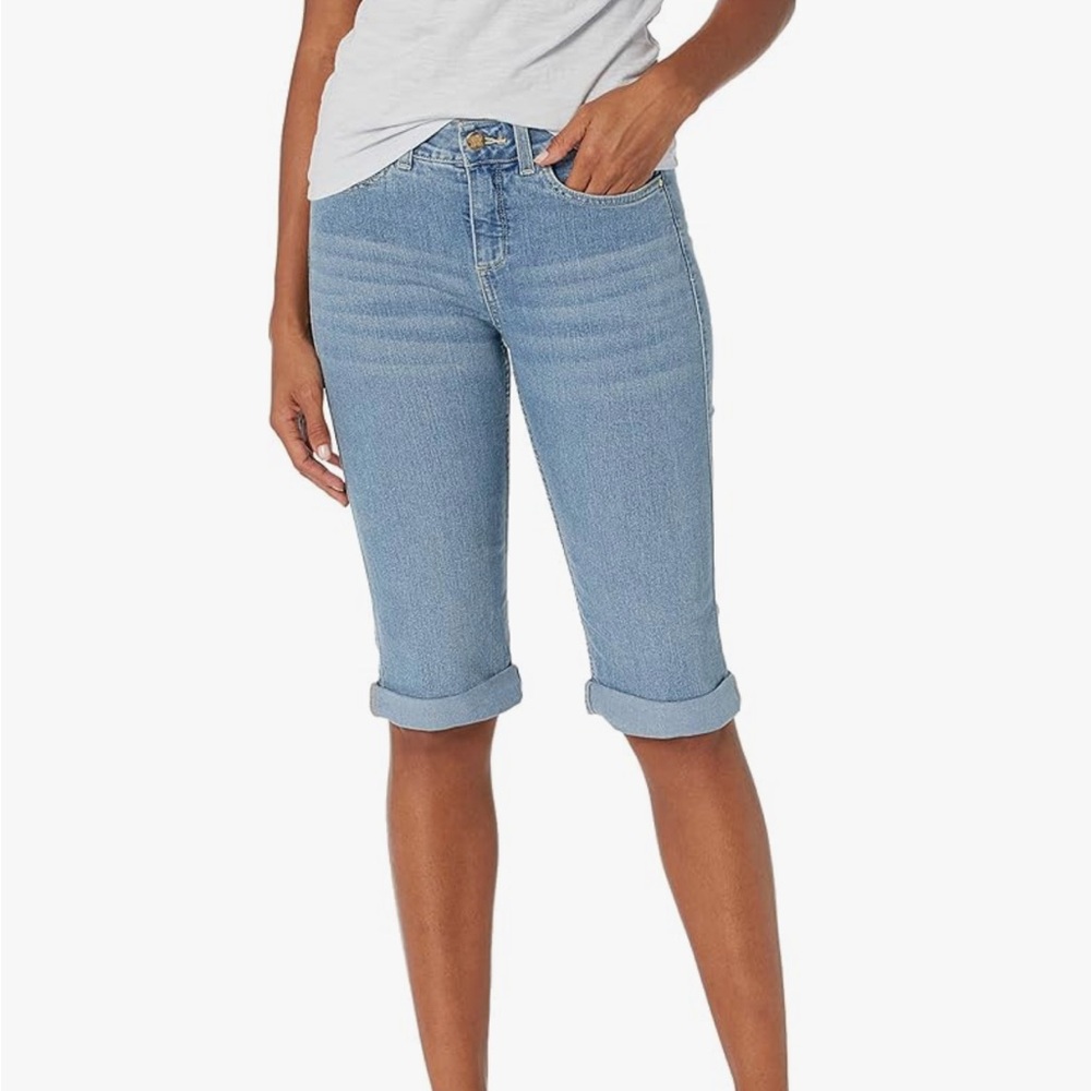 *5/$20 or 3/$15* Bay Blue Light Indigo Denim Bermuda Rolled Cuff 5 Pocket Short
